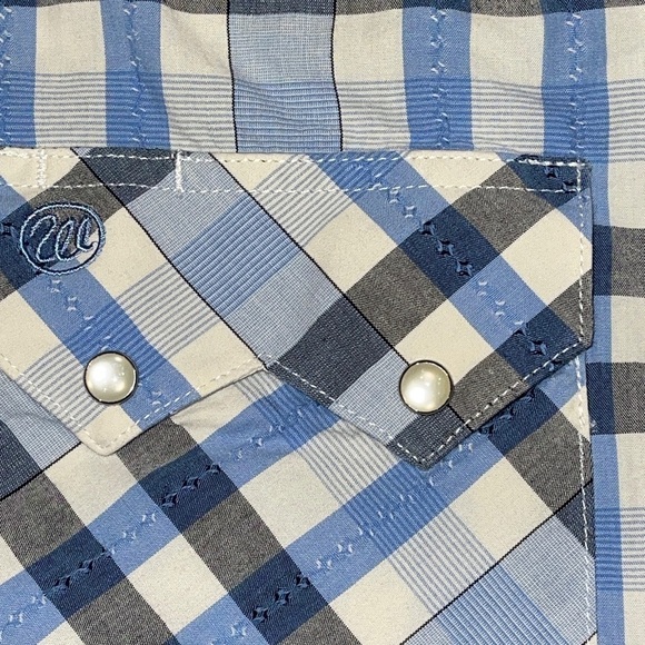 Wrangler Women's Western Top  M/L Blue, Gray Snap Button Front/Sleeves Long Slv - Picture 8 of 9